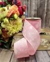 D. Stevens Wispy Daisies Linen Ribbon, 2.5"w X 10 Yards In Pink