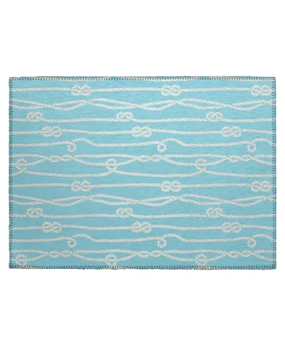 D Style Harbor Ha7 1'8" X 2'6" Area Rug In Aqua