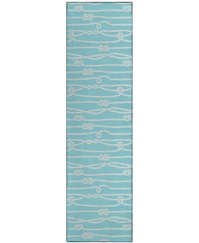 D Style Harbor Ha7 2'3" X 7'6" Runner Area Rug In Aqua
