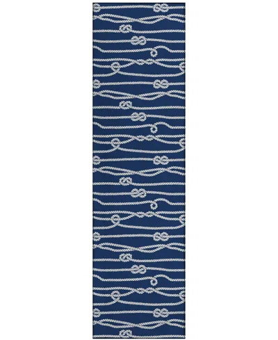 D Style Harbor Ha7 2'3" X 7'6" Runner Area Rug In Navy