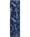 D Style Harbor Ha9 2'3" X 7'6" Runner Area Rug In Navy