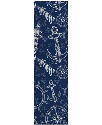 D Style Harbor Ha9 2'3" X 7'6" Runner Area Rug In Navy