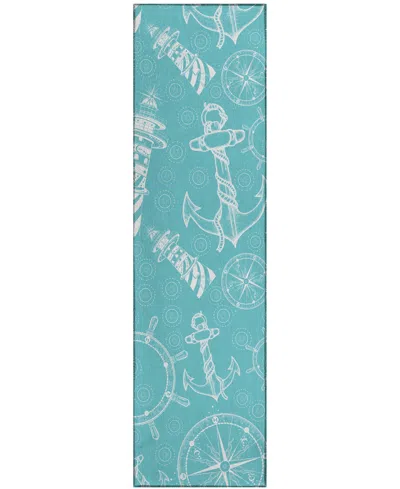 D Style Harbor Ha9 2'3" X 7'6" Runner Area Rug In Ocean