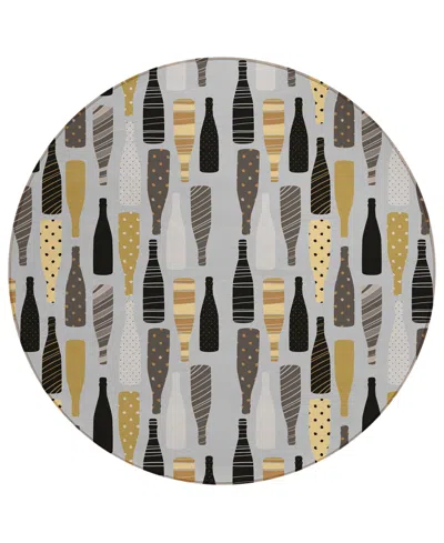 D Style Kendall Kitchen Ke12 8' X 8' Round Area Rug In Silver