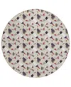 D Style Kendall Kitchen Washable Ke14 8' X 8' Round Area Rug In Purple