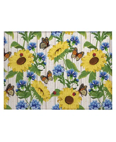 D Style Kendall Kitchen Ke16 1'8" X 2'6" Area Rug In Yellow