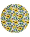 D Style Kendall Kitchen Washable Ke16 8' X 8' Round Area Rug In Yellow