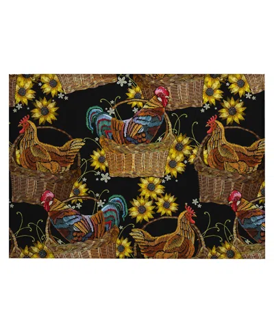 D Style Kendall Kitchen Ke2 1'8" X 2'6" Area Rug In Black
