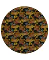 D Style Kendall Kitchen Ke2 8' X 8' Round Area Rug In Black