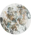D Style Kikiamo Kk11 8' X 8' Round Area Rug In Gray