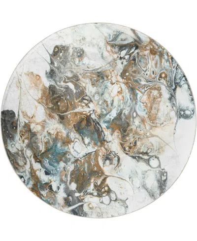 D Style Kikiamo Kk11 8' X 8' Round Area Rug In Gray