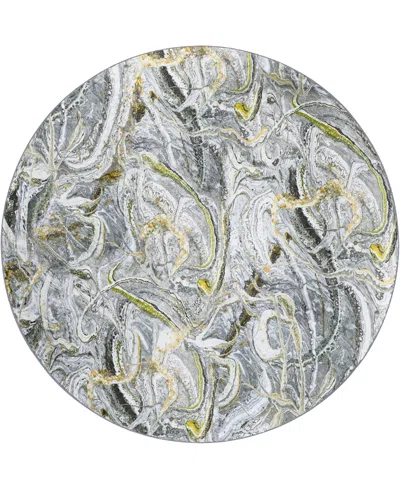 D Style Kikiamo Kk12 8' X 8' Round Area Rug In Gray