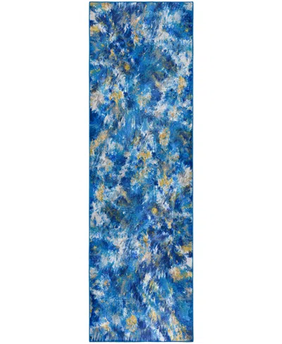 D Style Kikiamo Kk17 2'3" X 7'6" Runner Area Rug In Cobalt