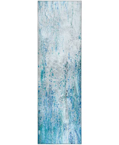 D Style Kikiamo Kk18 2'3" X 7'6" Runner Area Rug In Ocean