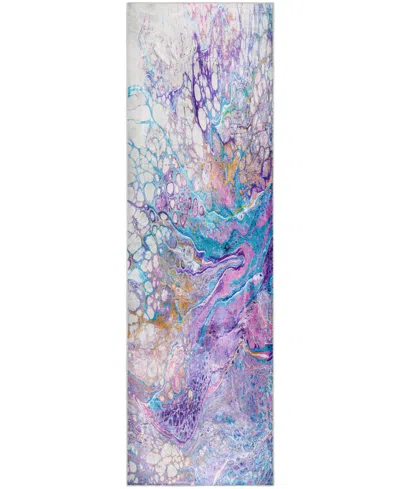 D Style Kikiamo Kk19 2'3" X 7'6" Runner Area Rug In Lavender