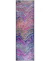 D Style Kikiamo Washable Kk3 2'3" X 7'6" Runner Area Rug In Purple