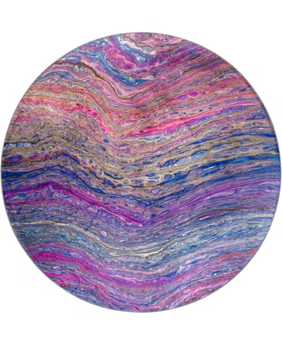 D Style Kikiamo Kk3 8' X 8' Round Area Rug In Purple