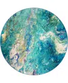 D Style Kikiamo Kk4 8' X 8' Round Area Rug In Turquoise
