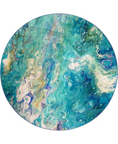 D Style Kikiamo Kk4 8' X 8' Round Area Rug In Turquoise
