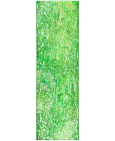 D Style Kikiamo Kk5 2'3" X 7'6" Runner Area Rug In Lime