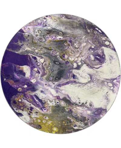 D Style Kikiamo Kk7 8' X 8' Round Area Rug In Purple