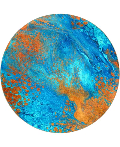 D Style Kikiamo Kk8 8' X 8' Round Area Rug In Ocean