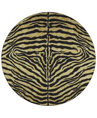 D Style Mali Ml1 4' X 4' Round Area Rug In Gold Tone