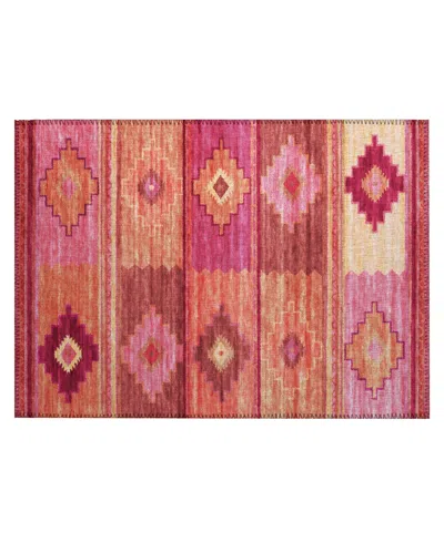 D Style Phoenix Ph1 1'8" X 2'6" Area Rug In Rose