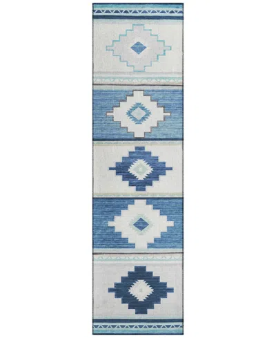 D Style Phoenix Ph1 2'3" X 7'6" Runner Area Rug In Azure