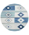D Style Phoenix Ph1 8' X 8' Round Area Rug In Azure