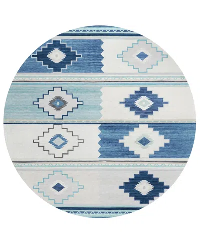 D Style Phoenix Ph1 8' X 8' Round Area Rug In Azure