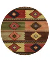 D Style Phoenix Ph1 8' X 8' Round Area Rug In Brown