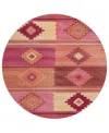 D Style Phoenix Ph1 8' X 8' Round Area Rug In Rose