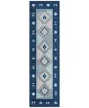 D Style Phoenix Ph2 2'3" X 7'6" Runner Area Rug In Denim