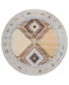 D Style Phoenix Ph2 8' X 8' Round Area Rug In Taupe