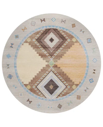 D Style Phoenix Ph2 8' X 8' Round Area Rug In Taupe