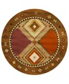 D Style Phoenix Ph2 8' X 8' Round Area Rug In Walnut