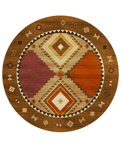 D Style Phoenix Ph2 8' X 8' Round Area Rug In Walnut