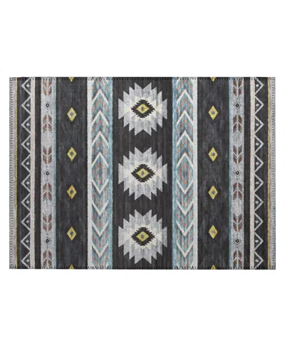 D Style Phoenix Ph3 1'8" X 2'6" Area Rug In Black