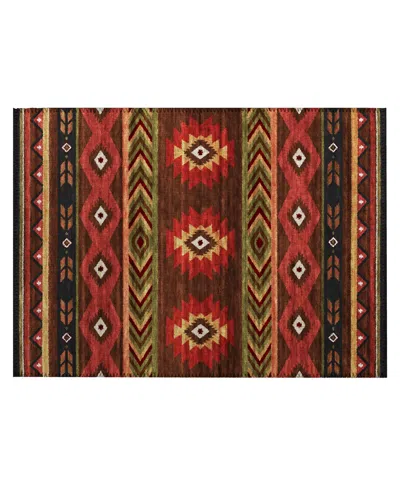 D Style Phoenix Ph3 1'8" X 2'6" Area Rug In Chocolate