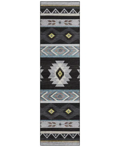 D Style Phoenix Ph3 2'3" X 7'6" Runner Area Rug In Black