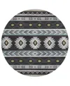 D Style Phoenix Ph3 8' X 8' Round Area Rug In Black