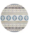 D Style Phoenix Washable Ph3 8' X 8' Round Area Rug In Ivory