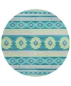 D Style Phoenix Ph3 8' X 8' Round Area Rug In Teal