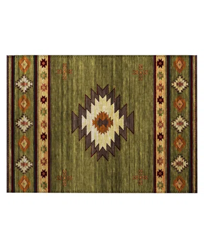D Style Phoenix Ph4 1'8" X 2'6" Area Rug In Olive