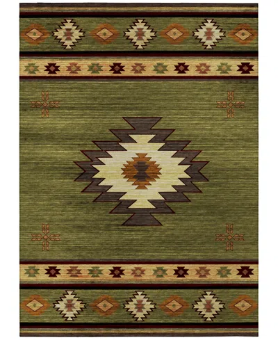 D Style Phoenix Ph4 5' X 7'6" Area Rug In Olive