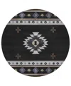 D Style Phoenix Ph4 8' X 8' Round Area Rug In Black