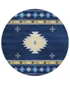 D Style Phoenix Ph4 8' X 8' Round Area Rug In Navy