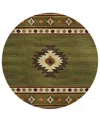 D Style Phoenix Ph4 8' X 8' Round Area Rug In Olive