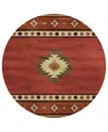 D Style Phoenix Ph4 8' X 8' Round Area Rug In Paprika
